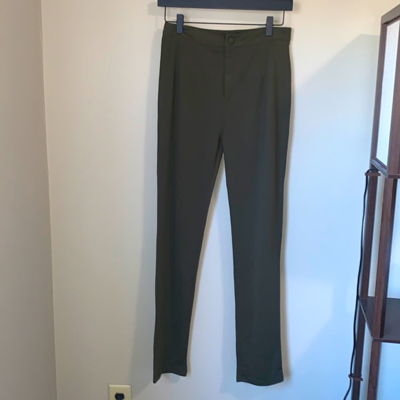 Juxlabel Super Sleek Satin Dress Pant Olive Green Large High Rise - Picture 3 of 4